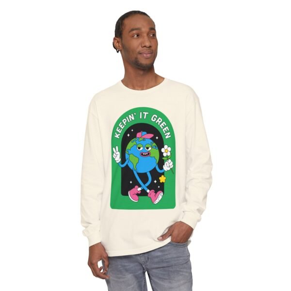 Eco-Friendly Graphic Tee: Keepin' It Green Unisex Long Sleeve Shirt, Casual Wear, Eco-Conscious Gift, Earth Day Apparel, Cute T-Shirt - Image 7