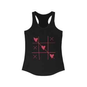 Heart Tic Tac Toe Racerback Tank, Cute Summer Top, Fitness Apparel, Valentine's Day Gift, Casual Wear, Love Shirt, Heart Design