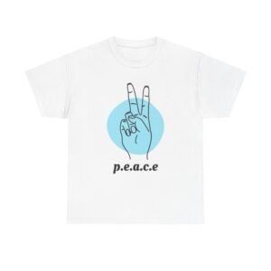 Peace Hand Unisex Heavy Cotton Tee, Casual T-Shirt, Gift for Peace Lovers, Soft Cotton Tee, Trendy Graphic Tee with Hand Sign